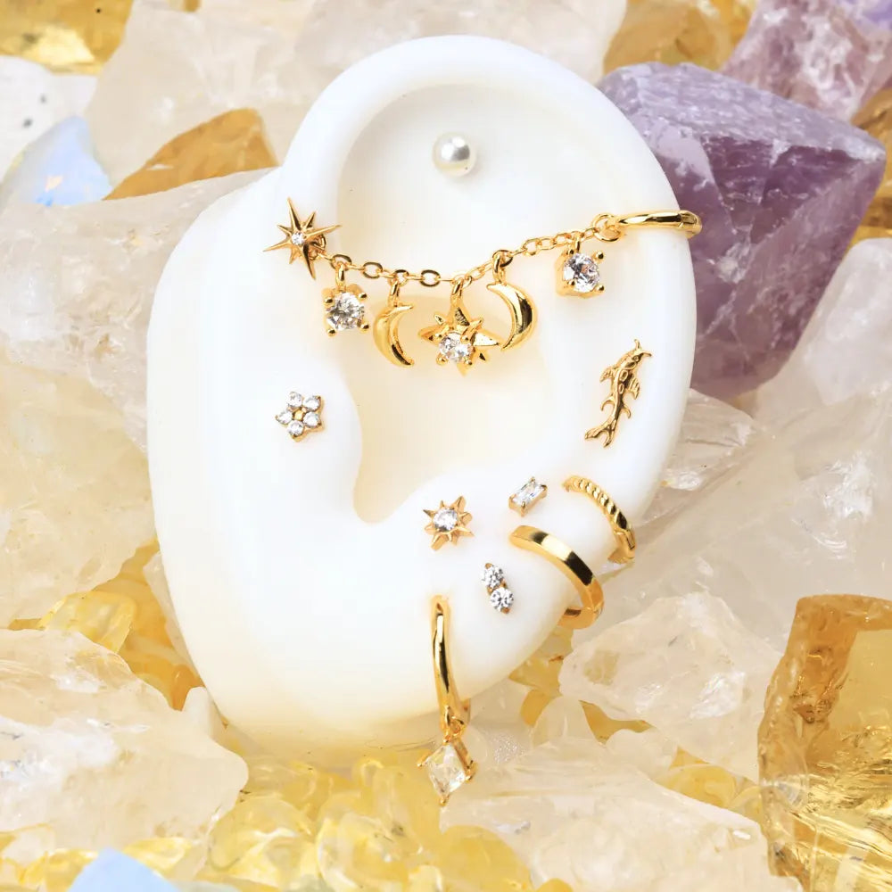 Alaia White Crystal Kite Hoop Earrings