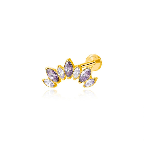 Titanium Violet 7-Petal Crown Piercing Stud