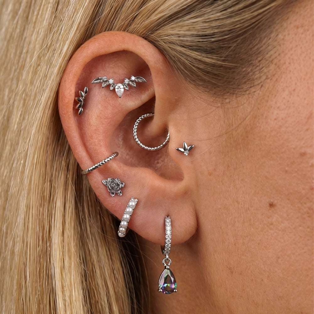 Titanium Rosy Rose Flat Back Stud