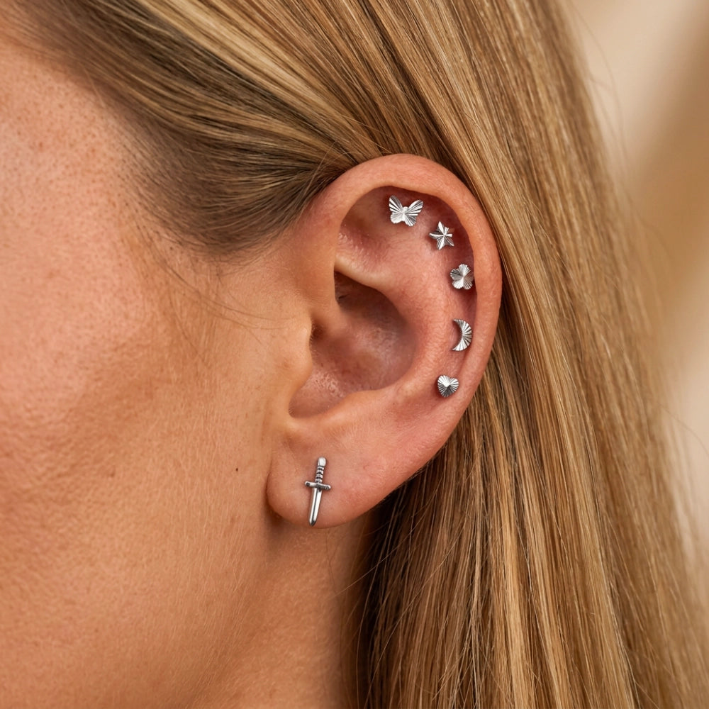 Titanium Radiant Butterfly Piercing Earring