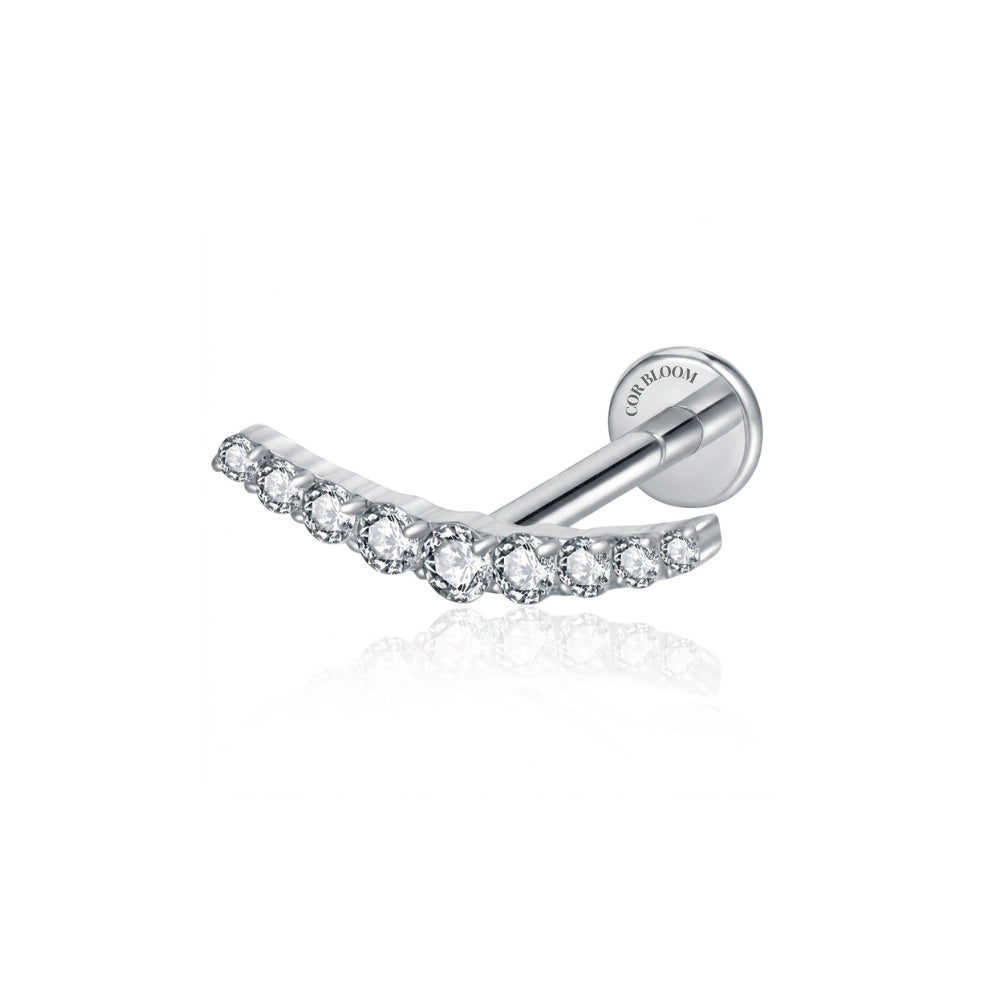 Titanium Simple Diamond Luna Curve Flat Back Stud