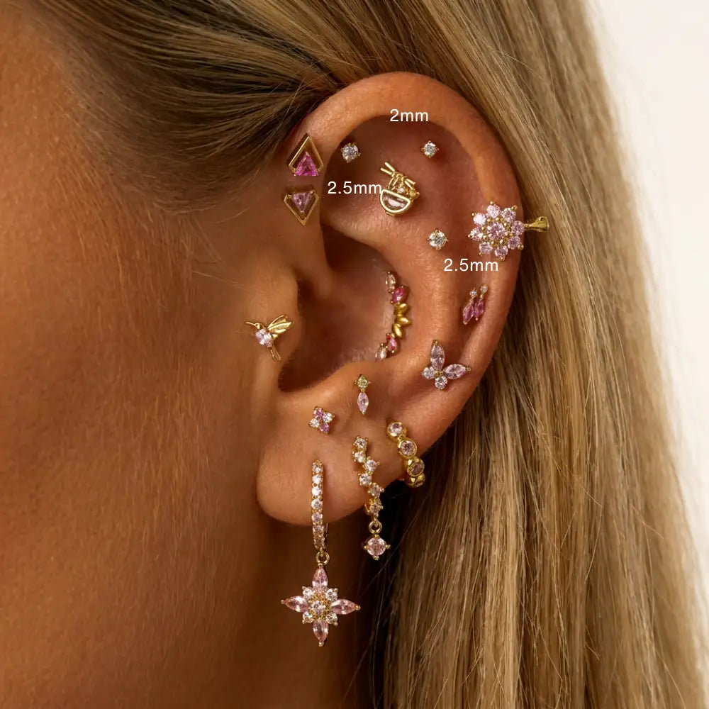 Minimal Round Cut CZ Stud - Threaded