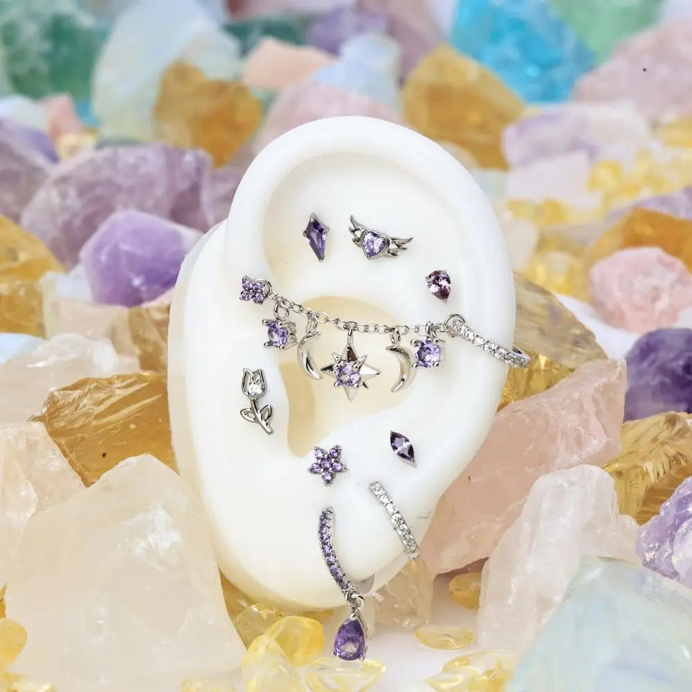 Iyla Amethyst Guiding Star & Crescent Moon Chain Attachment