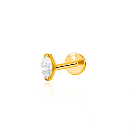 Titanium Elynn White Crystal Marquise Stud