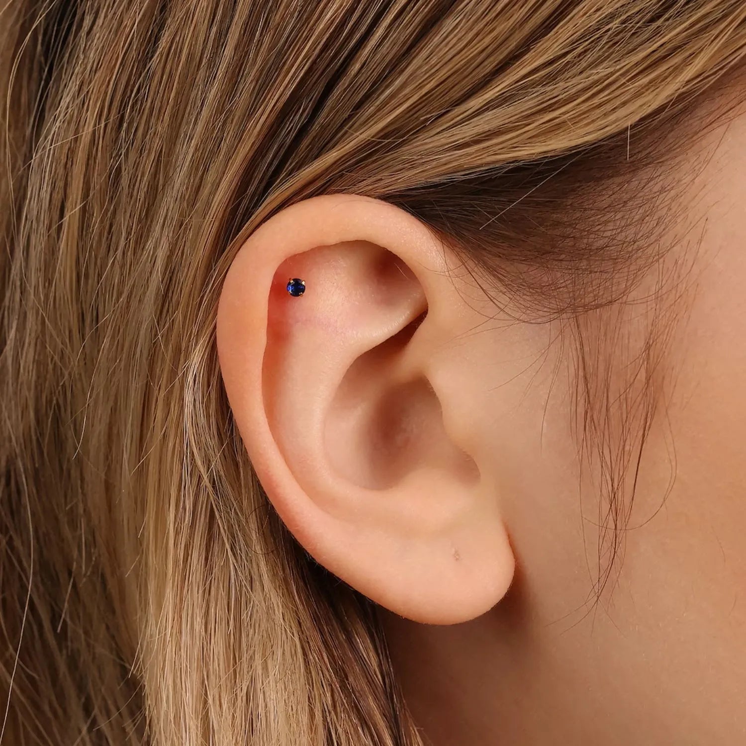 Titanium Multisize Blue Sapphire Piercing Stud