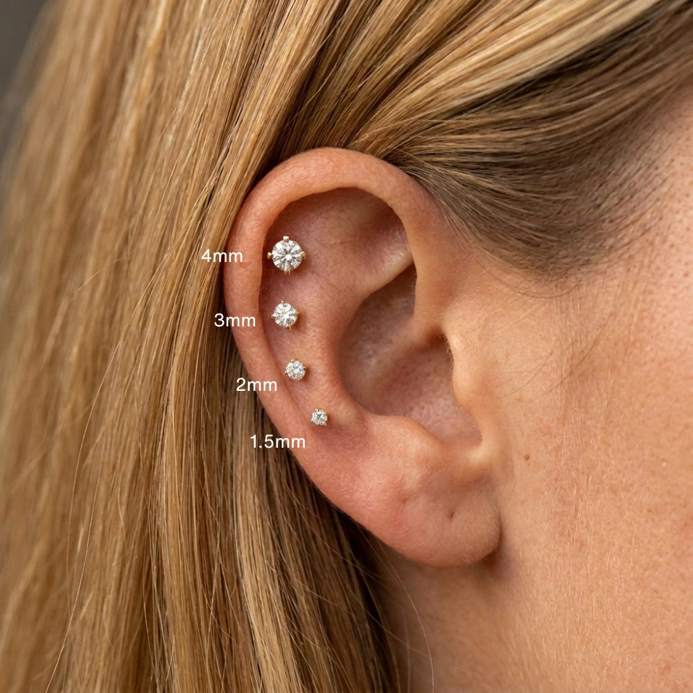 Minimal Round Cut CZ Stud - Threaded