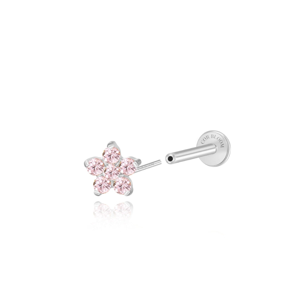 Titanium Nova Flower Stud - Pink Tourmaline
