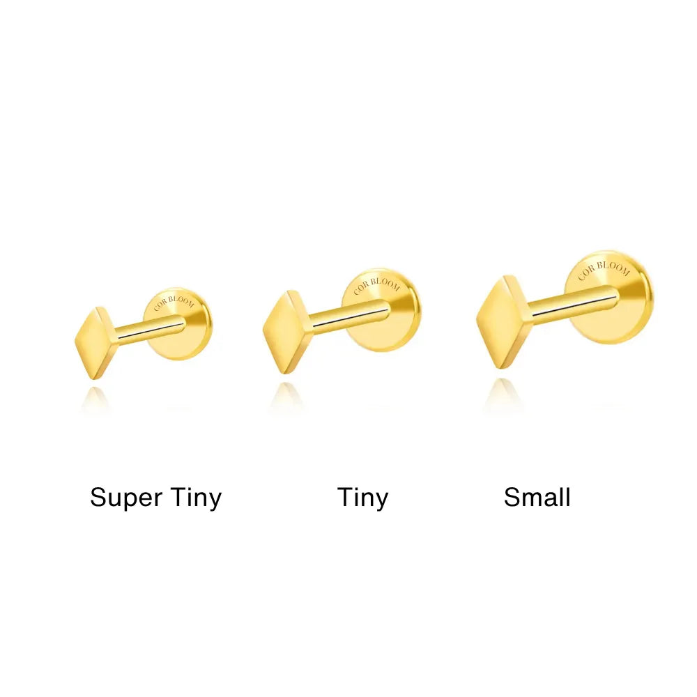 Titanium Solid Rhombus Flat Back Stud