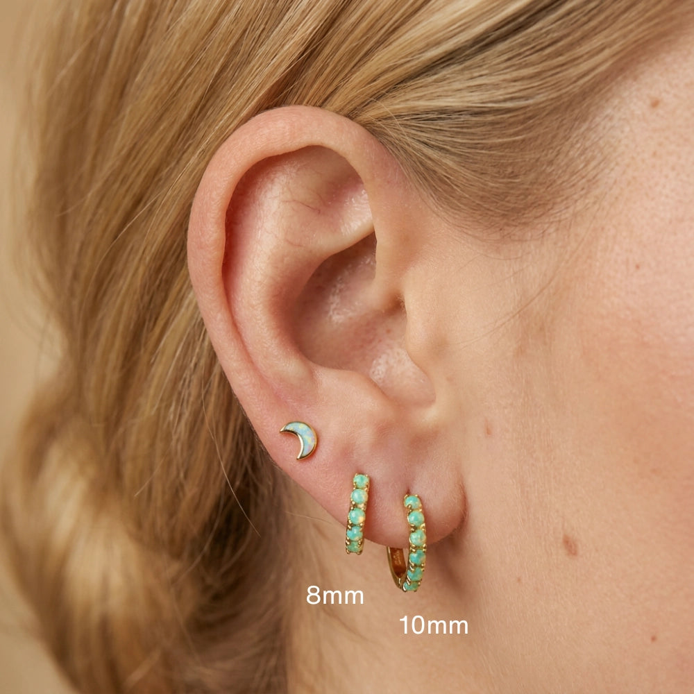 Yianna Spring Green Opal Hoop Earrings