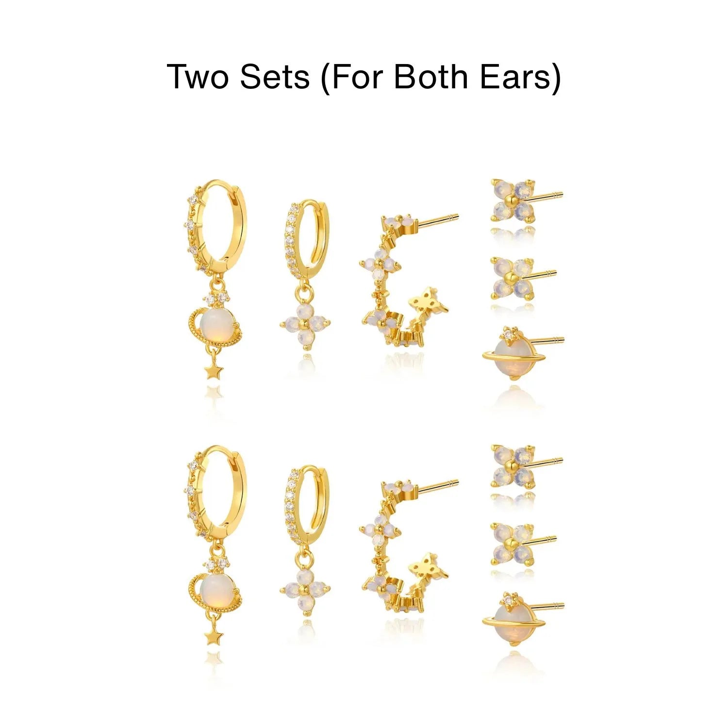 Moonstone Flower Earring Set