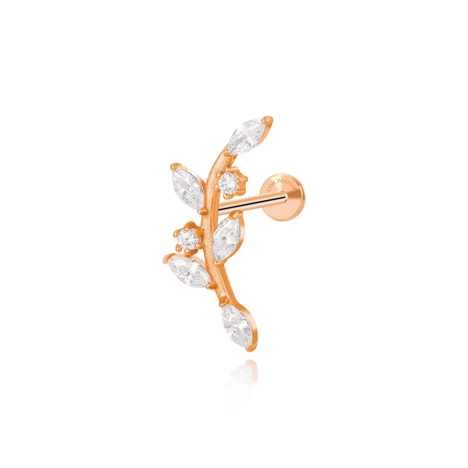 Dainty Crystal Climbing Leaf Piercing Stud
