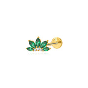 Titanium Xanthe Green Emerald Lotus Flat Back Stud