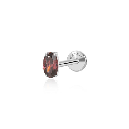 Titanium Oval Rhodolite Gemstone Flat Back Stud