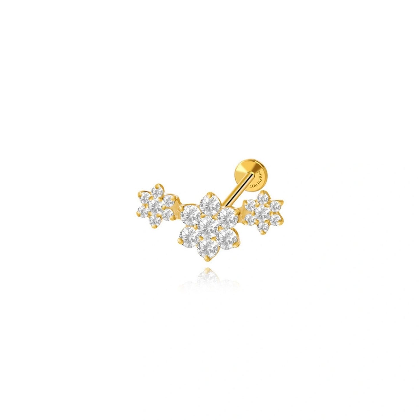 Titanium Crystal Trio Blooming Flower Stud