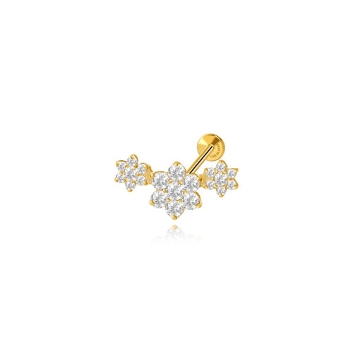 Titanium Crystal Trio Blooming Flower Stud