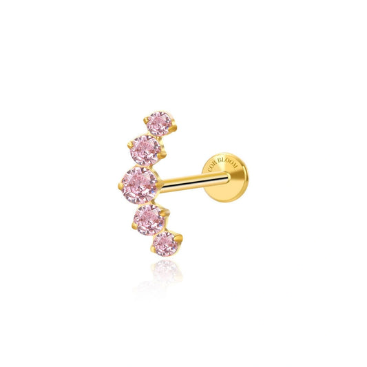 Titanium Five Pink Stone Cluster Flat Back Stud