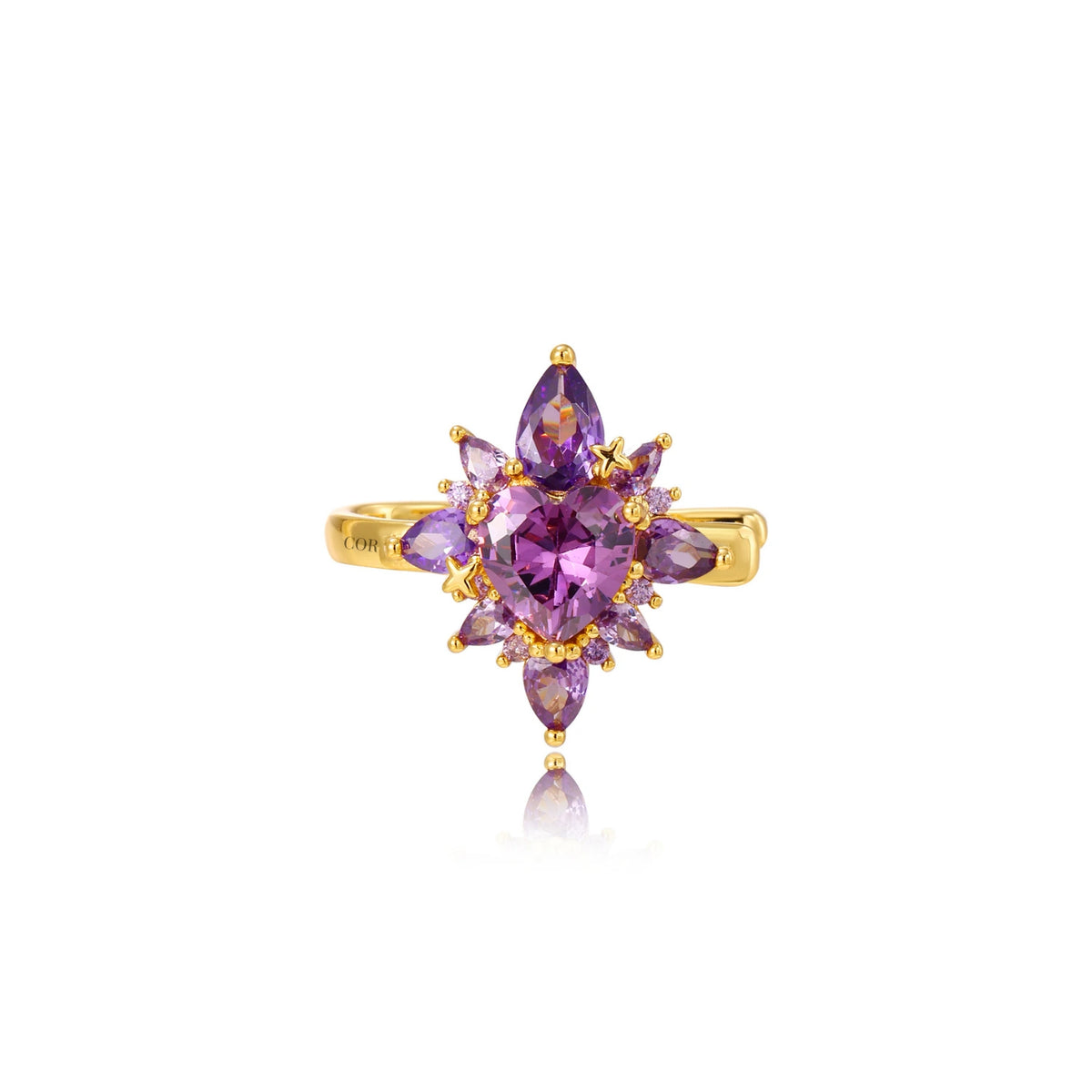 Rua Amethyst Starlight Heart Ear Cuff