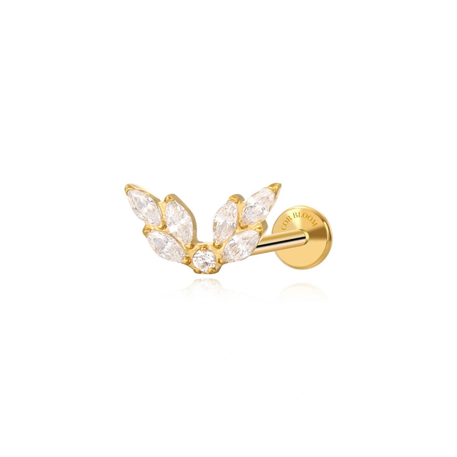 Titanium Diamond Leaf Crown Piercing Stud
