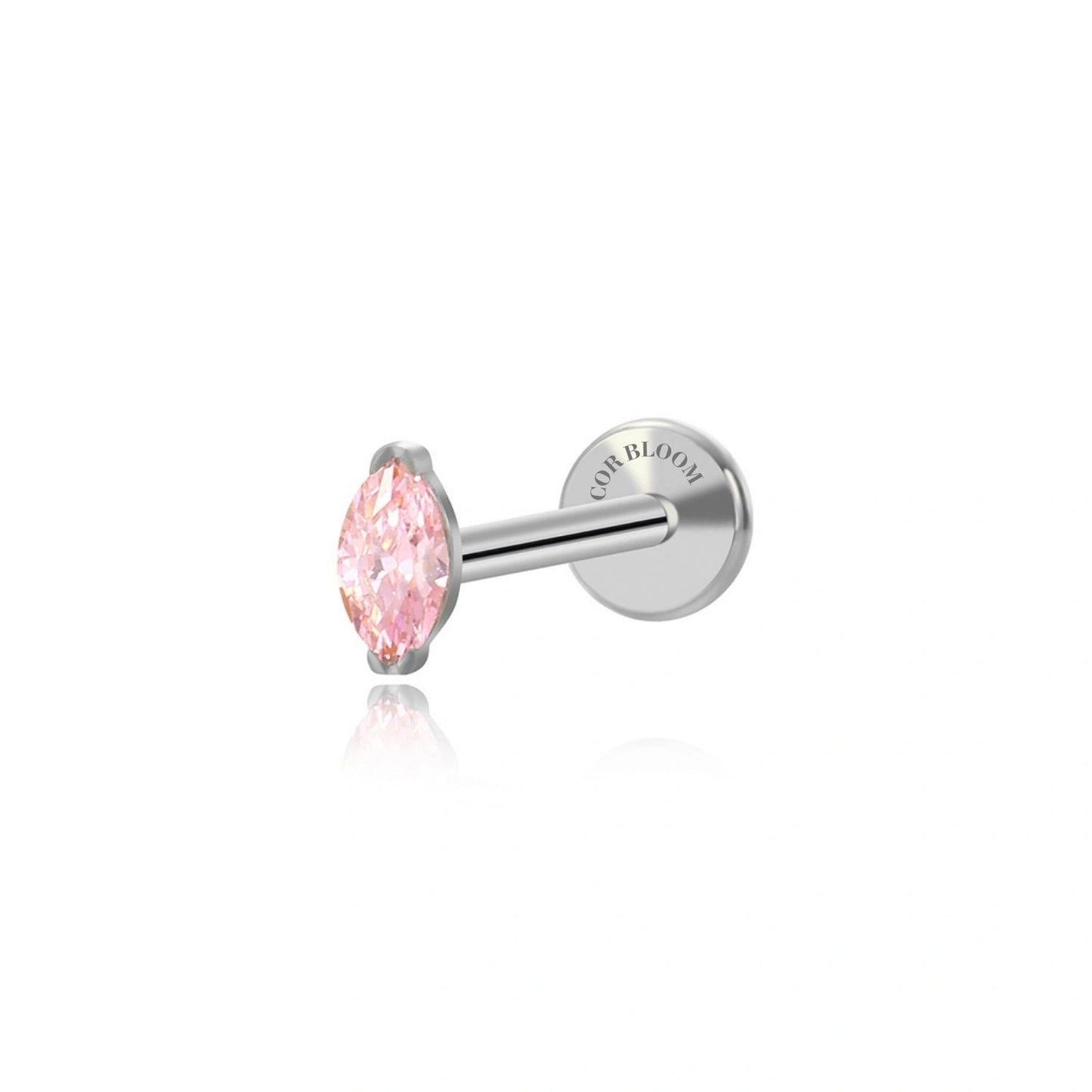 Titanium Pink Tourmaline Marquise Flat Back