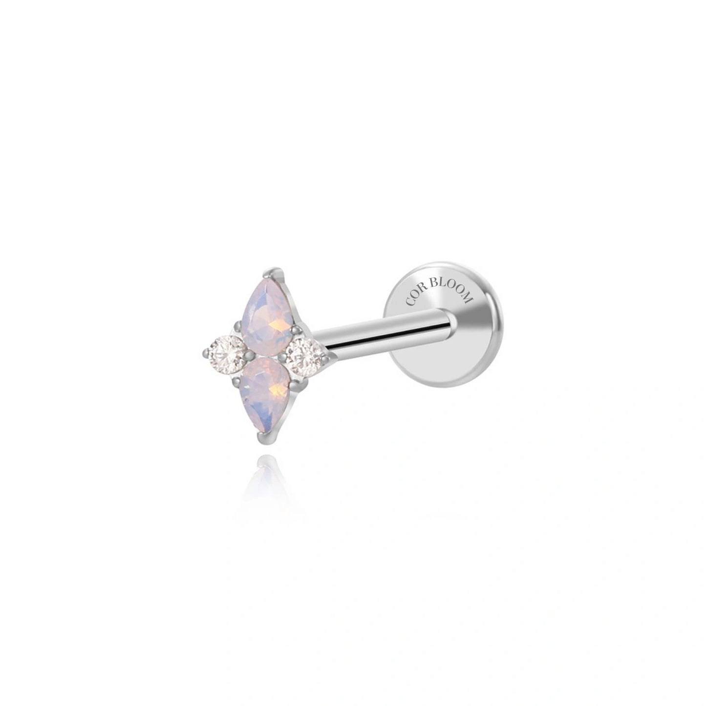 Titanium Tiara Pink Moonstone Flat Back Stud