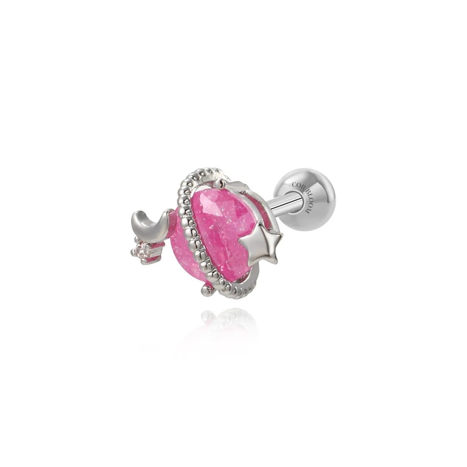Fantasy Pink Planet Screw Back Stud Earring