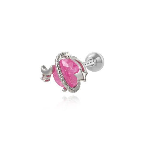 Fantasy Pink Planet Screw Back Stud Earring