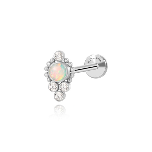 Titanium Vanya White Opal Flat Back Stud