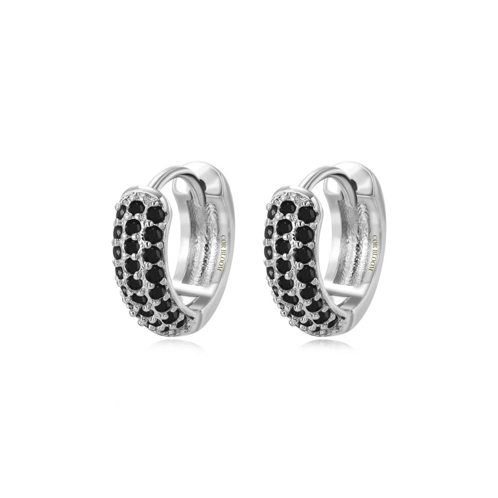 Lysander Pave Gem Hoop Earrings - Black Spinel