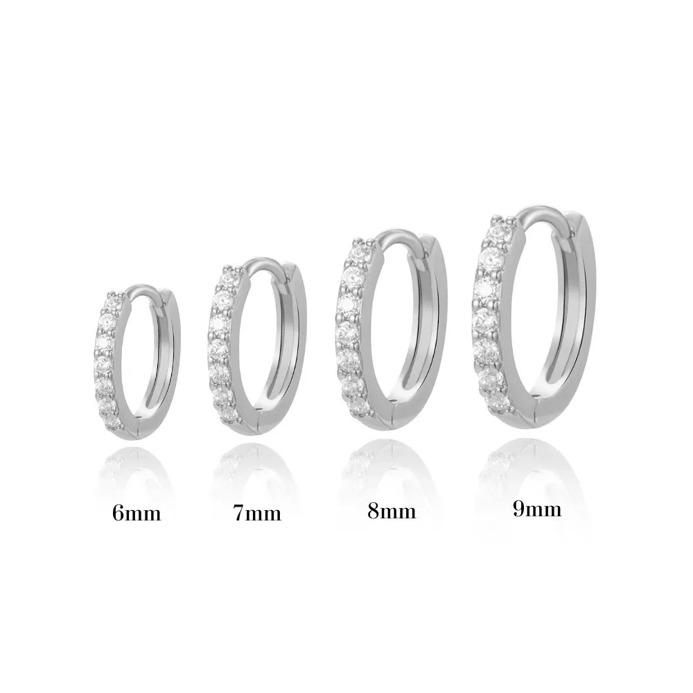 Classic Pave Silver Hoop Earring (20G)