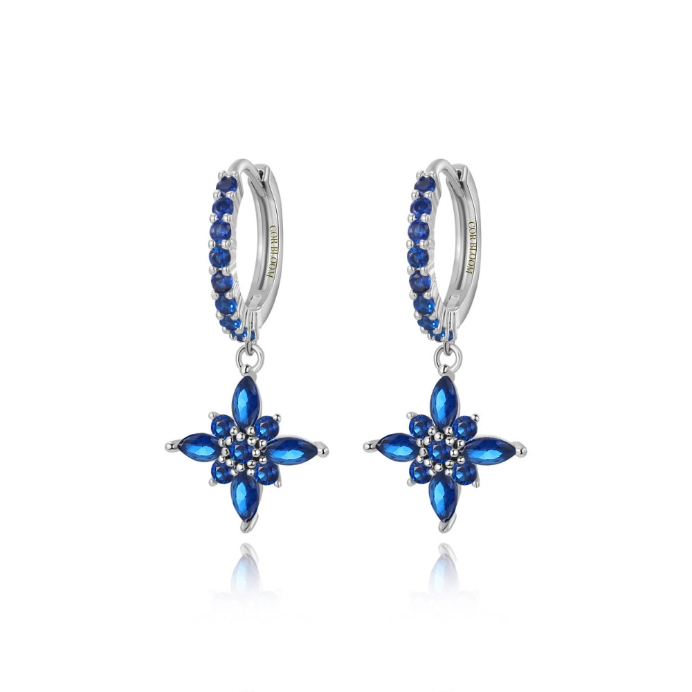 Lydia Blue Sapphire Starflower Drop Earrings