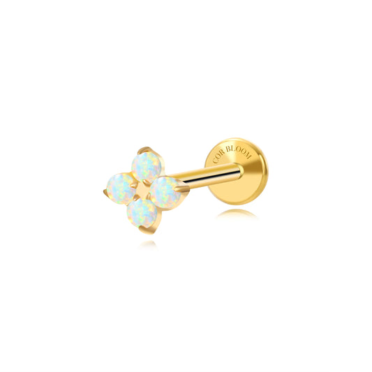 Titanium Aretha Small White Opal Opal Four-Leaf Clover Stud