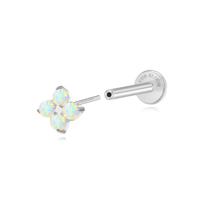 Titanium Aretha Small White Opal Opal Four-Leaf Clover Stud