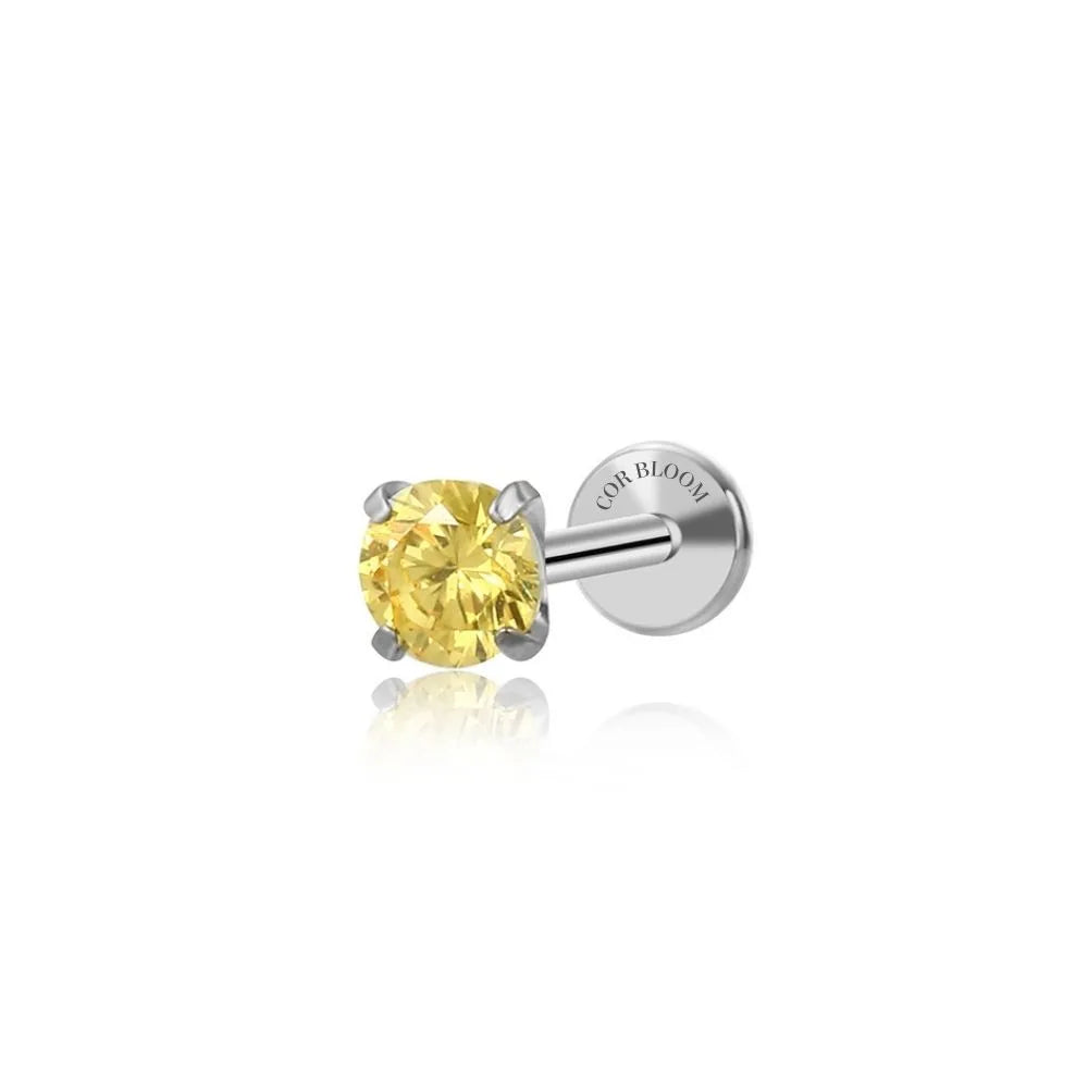 Titanium Multisize Yellow Topaz Stud (Push Pin)
