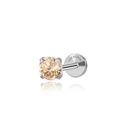 Titanium Multisize Champagne Gemstone Piercing Stud