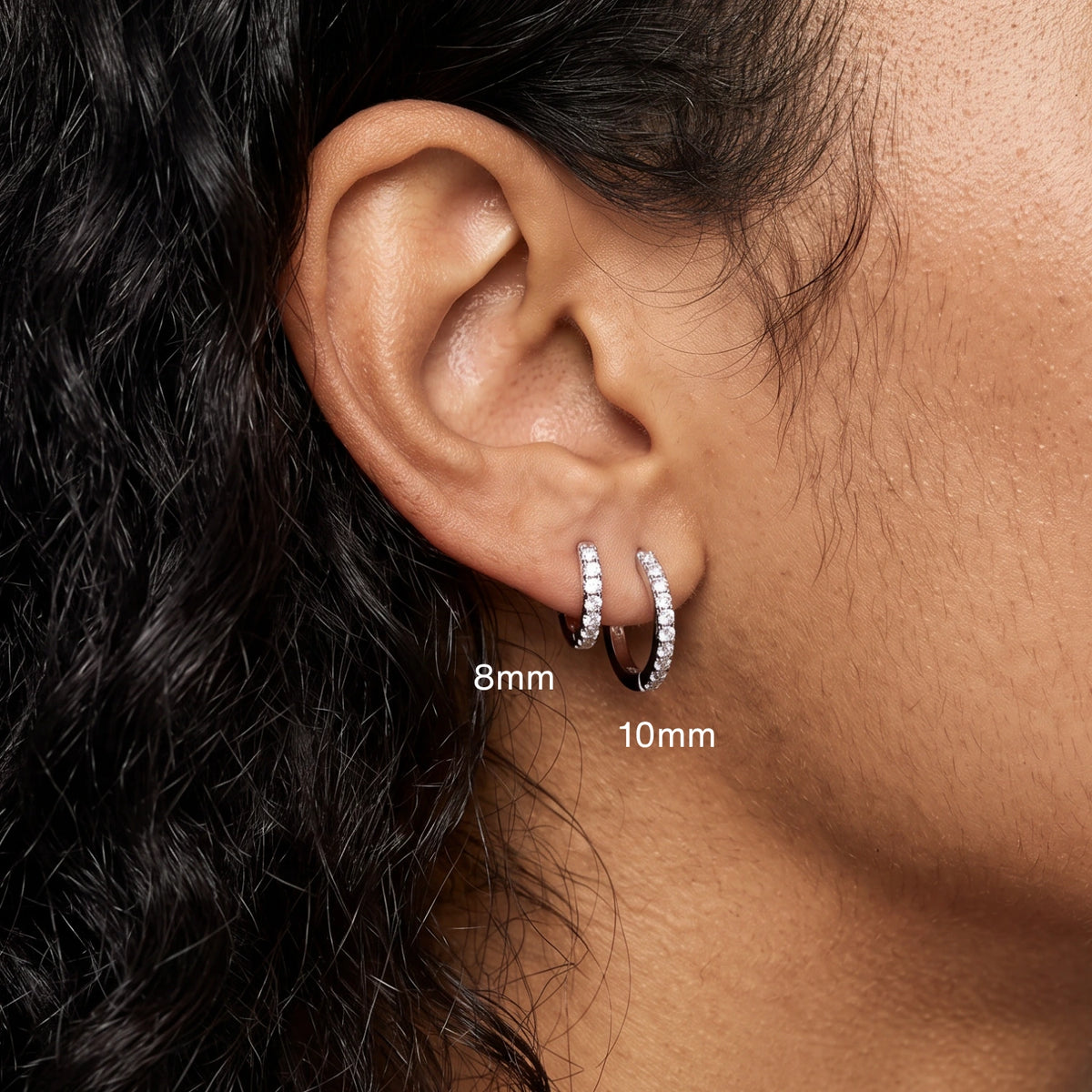 Titanium Essential Diamond Hoop Earrings (20G)