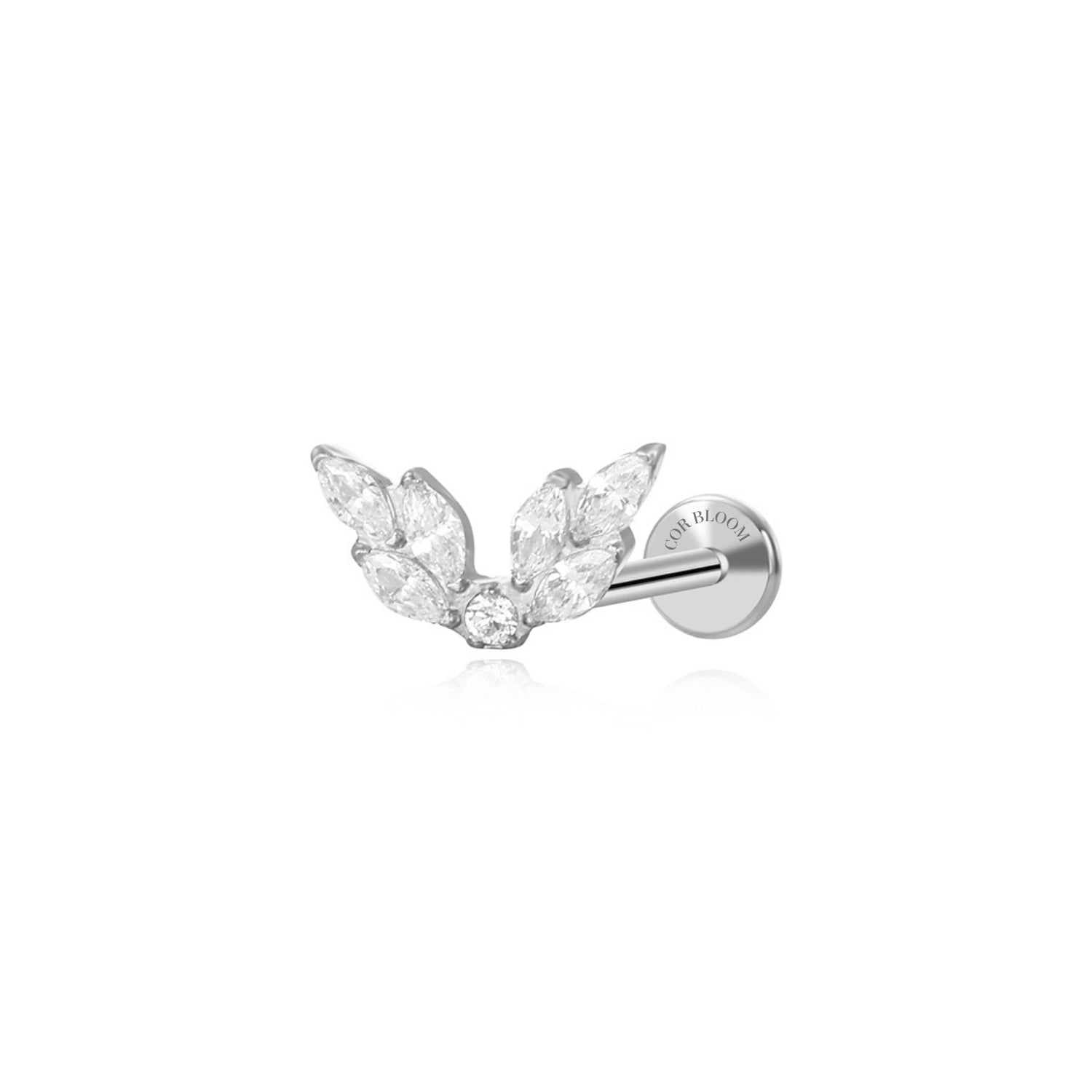 Titanium Diamond Leaf Crown Piercing Stud