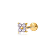Titanium Aretha Small Light Purple Four-Leaf Clover Stud