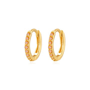 Arya Orange Red Pave Hoop Earrings - Blood Orange