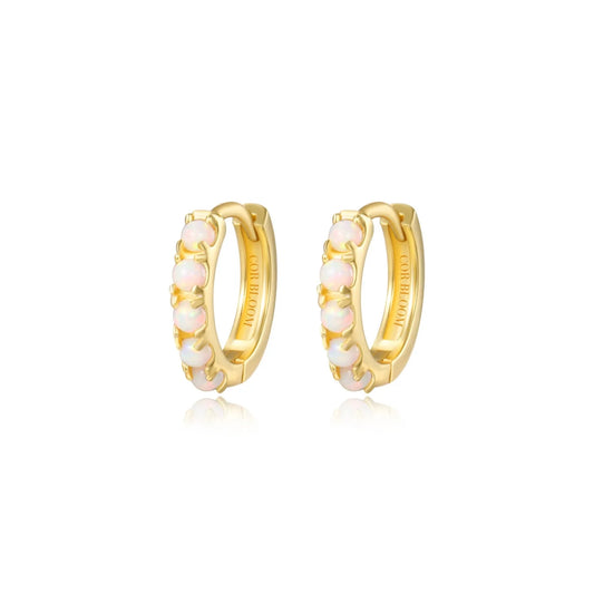 Yianna White Opal Hoop Earrings