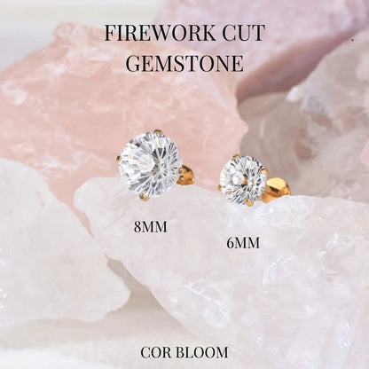 Titanium Firework Cut White Crystal Piercing Stud