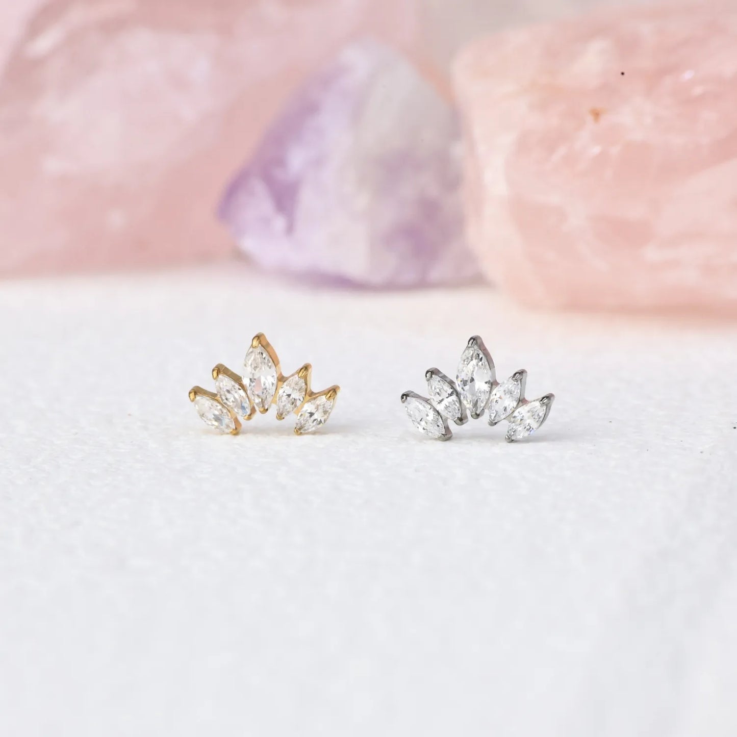 Titanium Five Petal Crown Piercing Stud