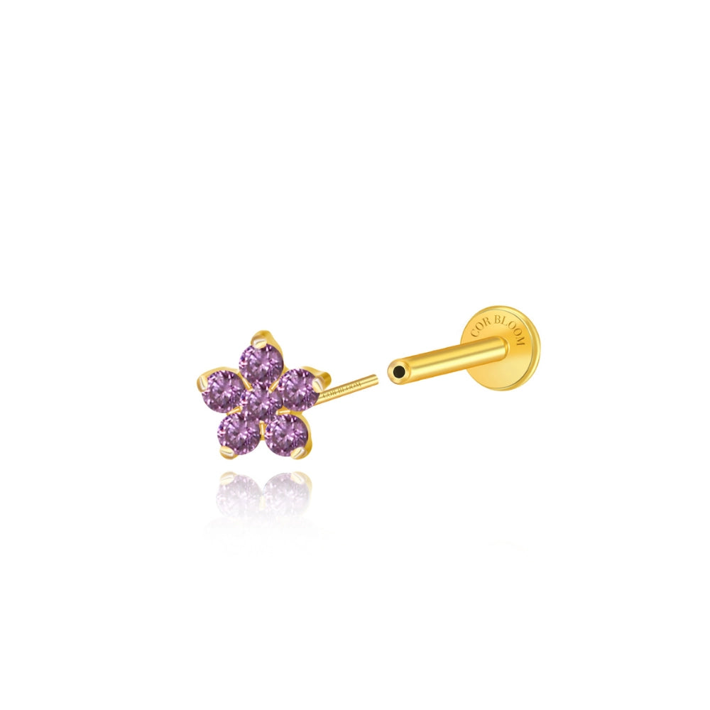 Titanium Nova Flower Stud - Amethyst