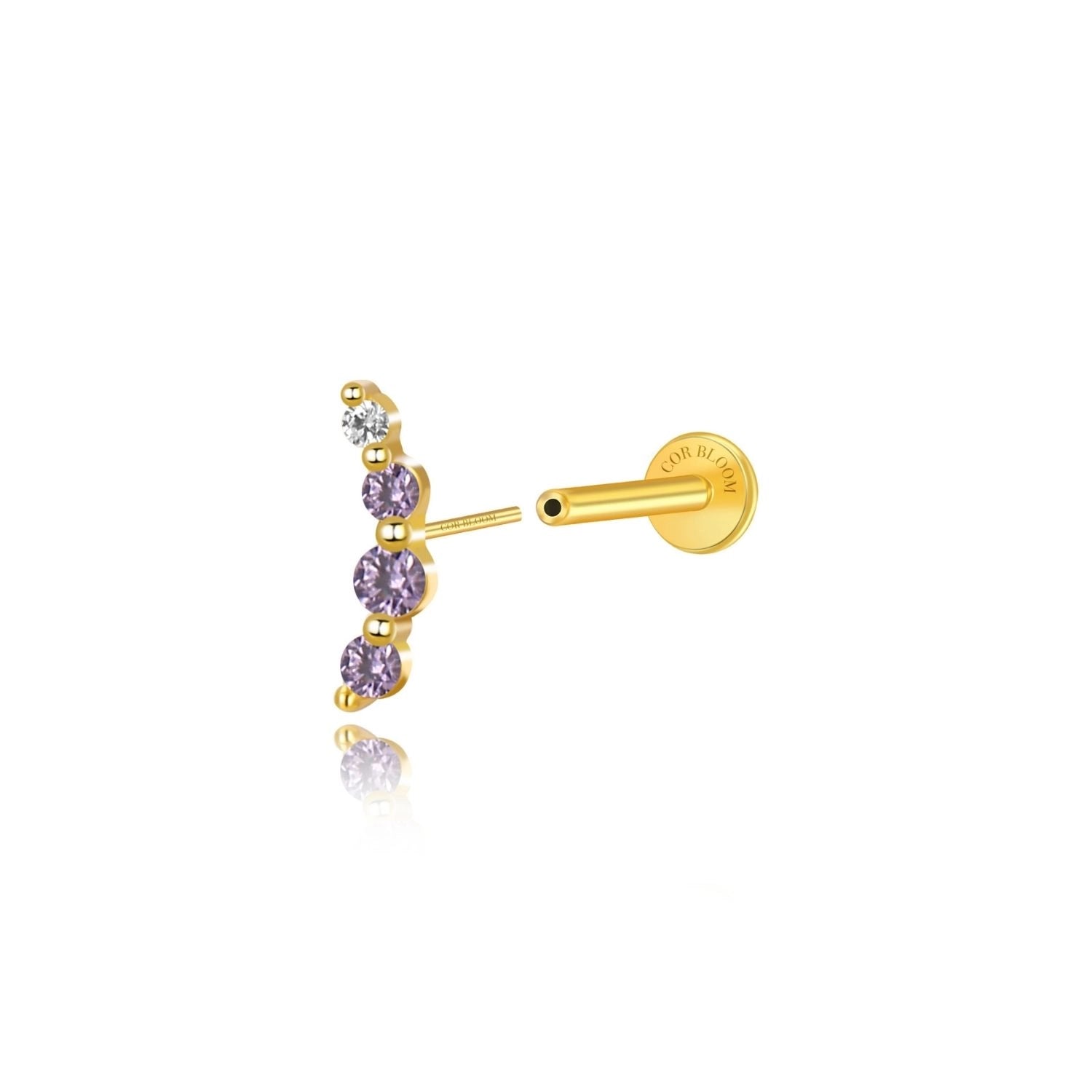 Minimal Mini Curve Stud – Amethyst Dreams