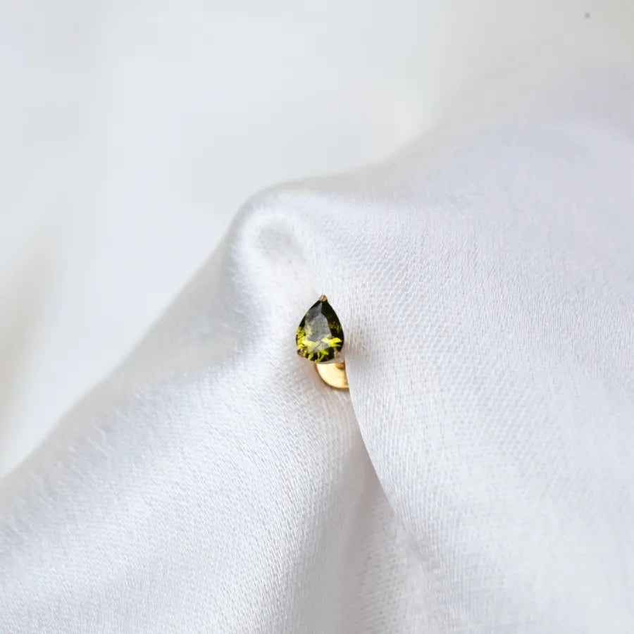 Titanium Apion Peridot Waterdrop Flat Back Stud