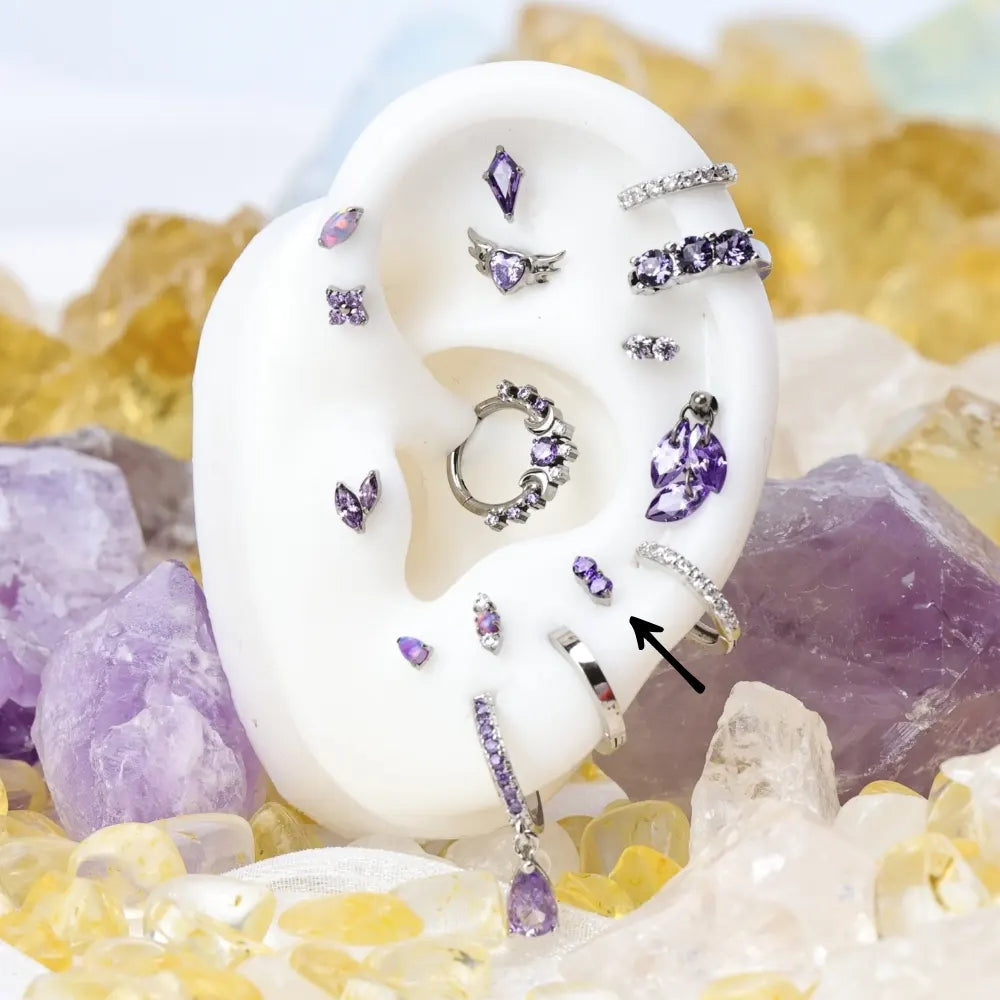 Titanium Edith Mini Duo Amethyst Flat Back Stud