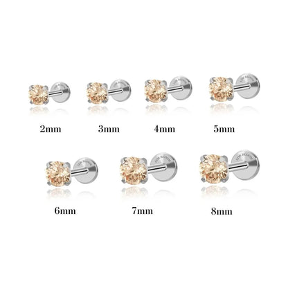 Titanium Multisize Champagne Gemstone Piercing Stud