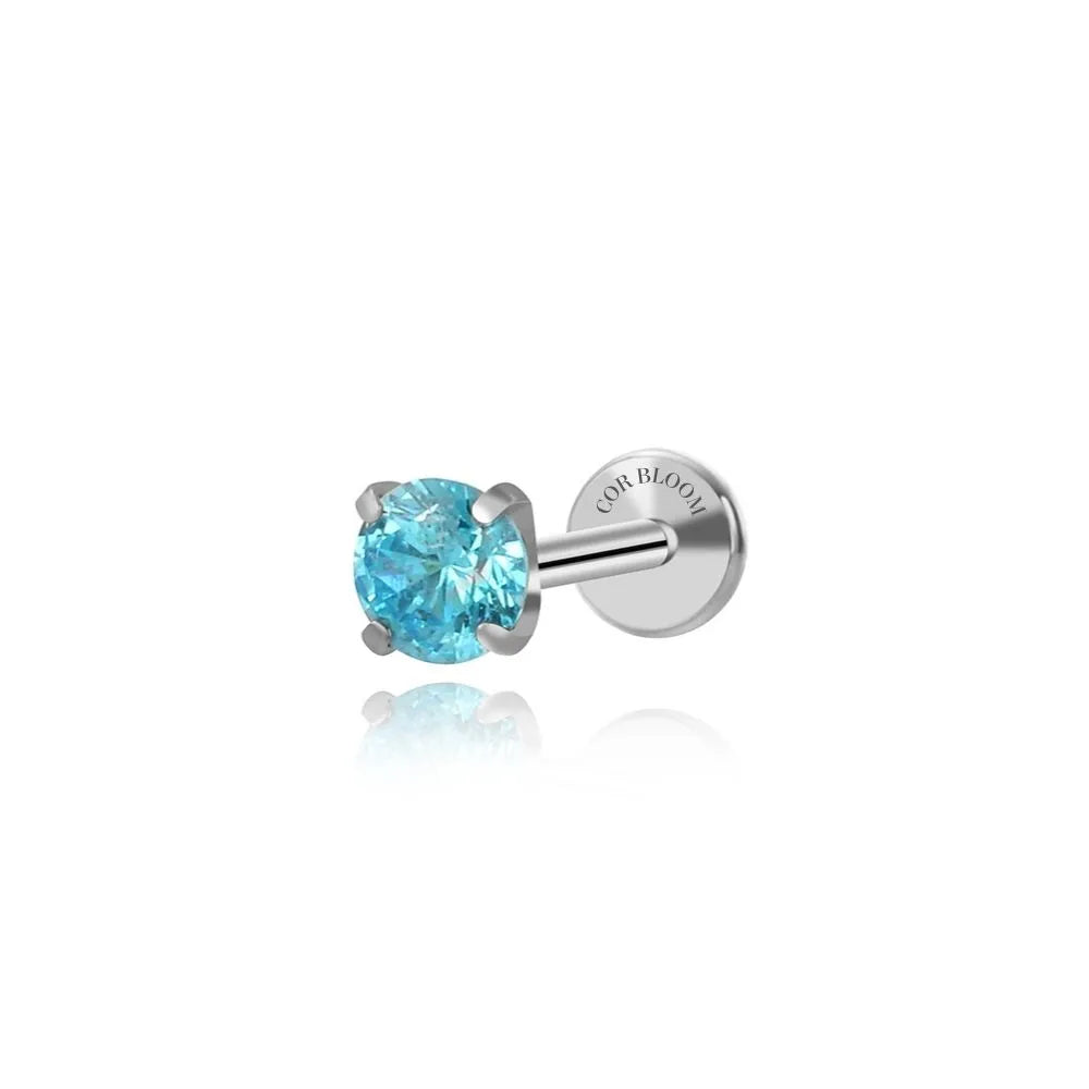 Titanium Multisize Aquamarine Stud (Push Pin)