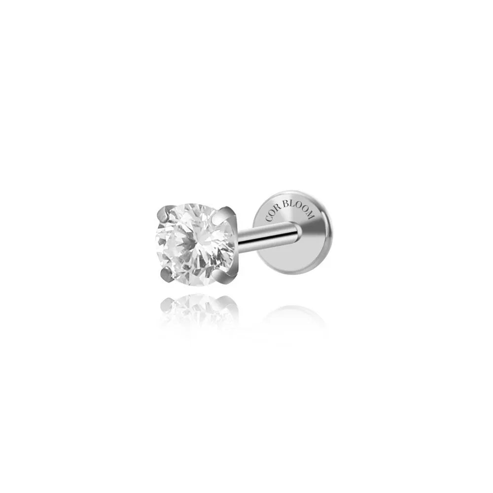 Titanium Multisize White Crystal Piercing Stud