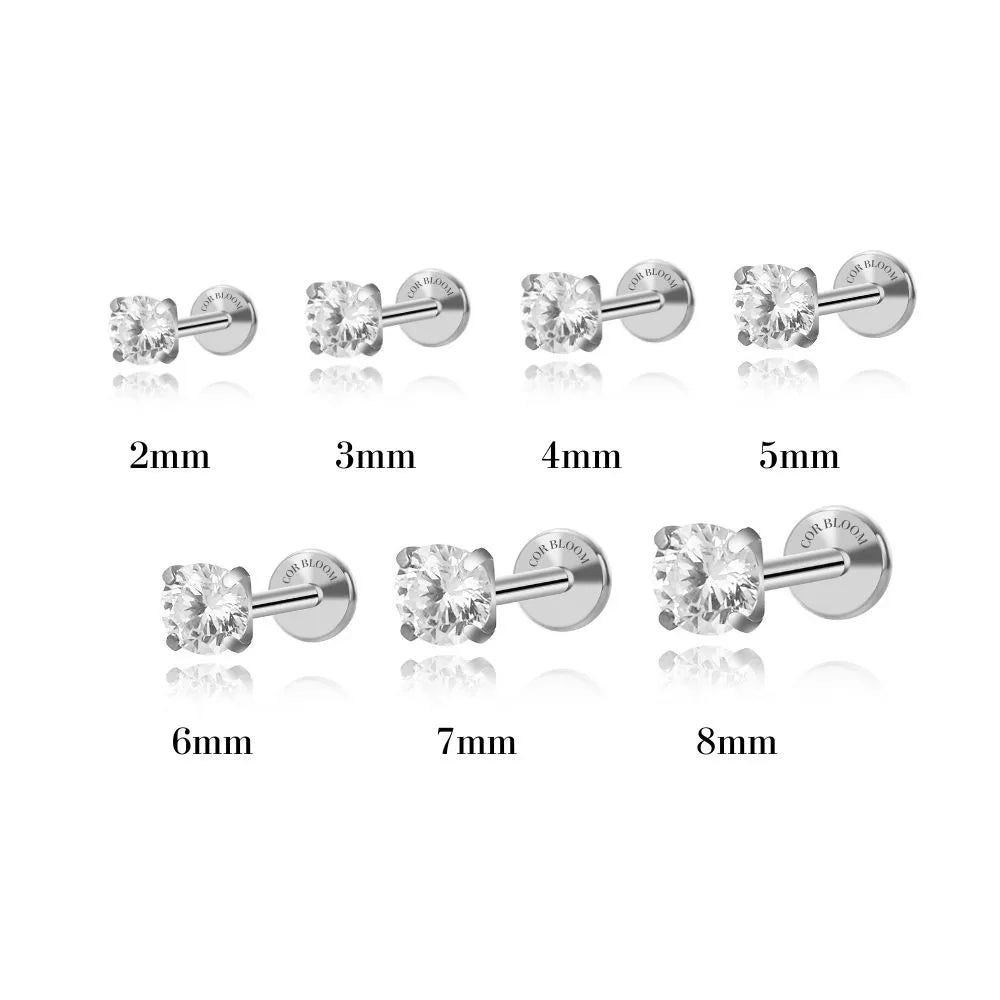 Titanium Multisize White Crystal Stud