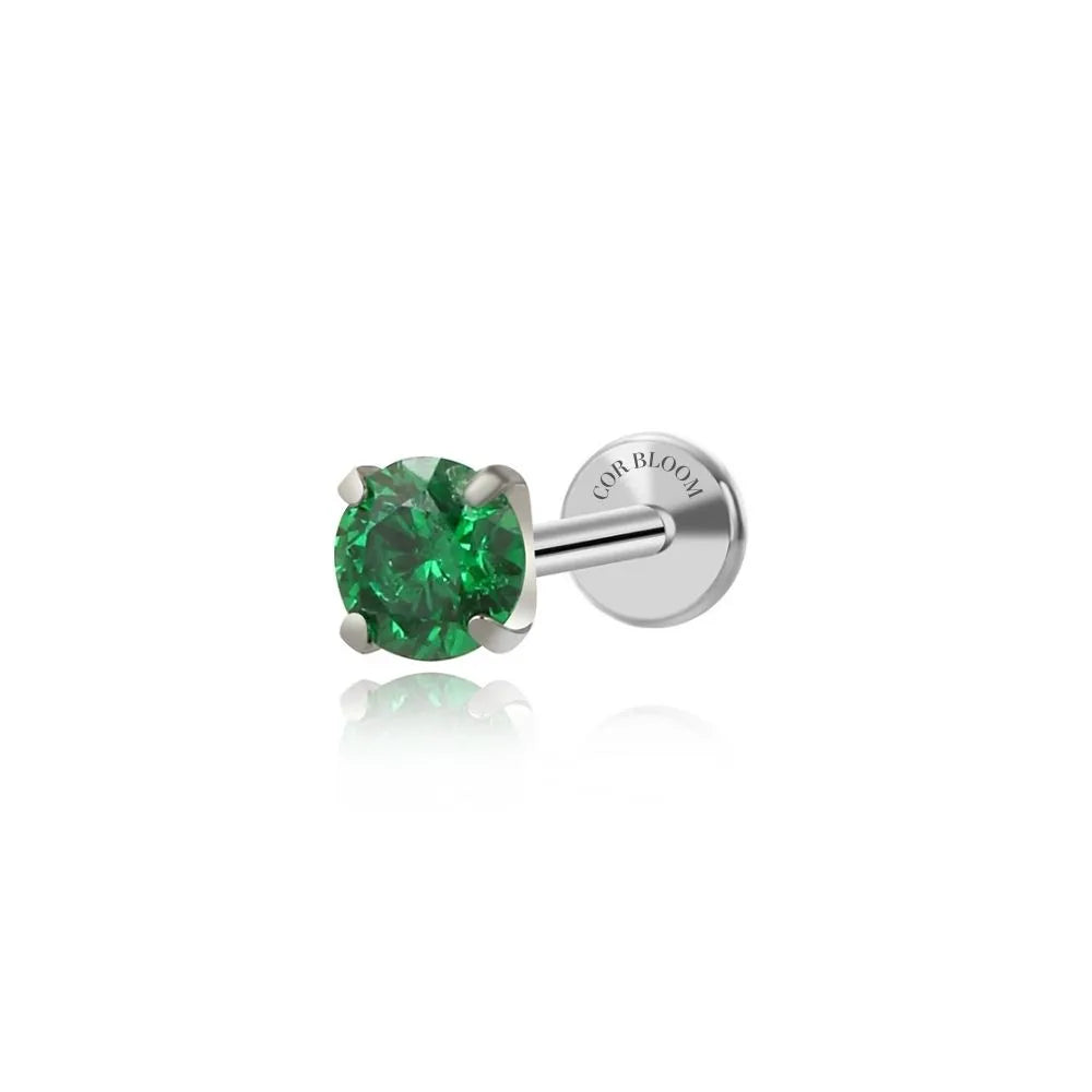 Titanium Multisize Green Emerald Stud (Push Pin)